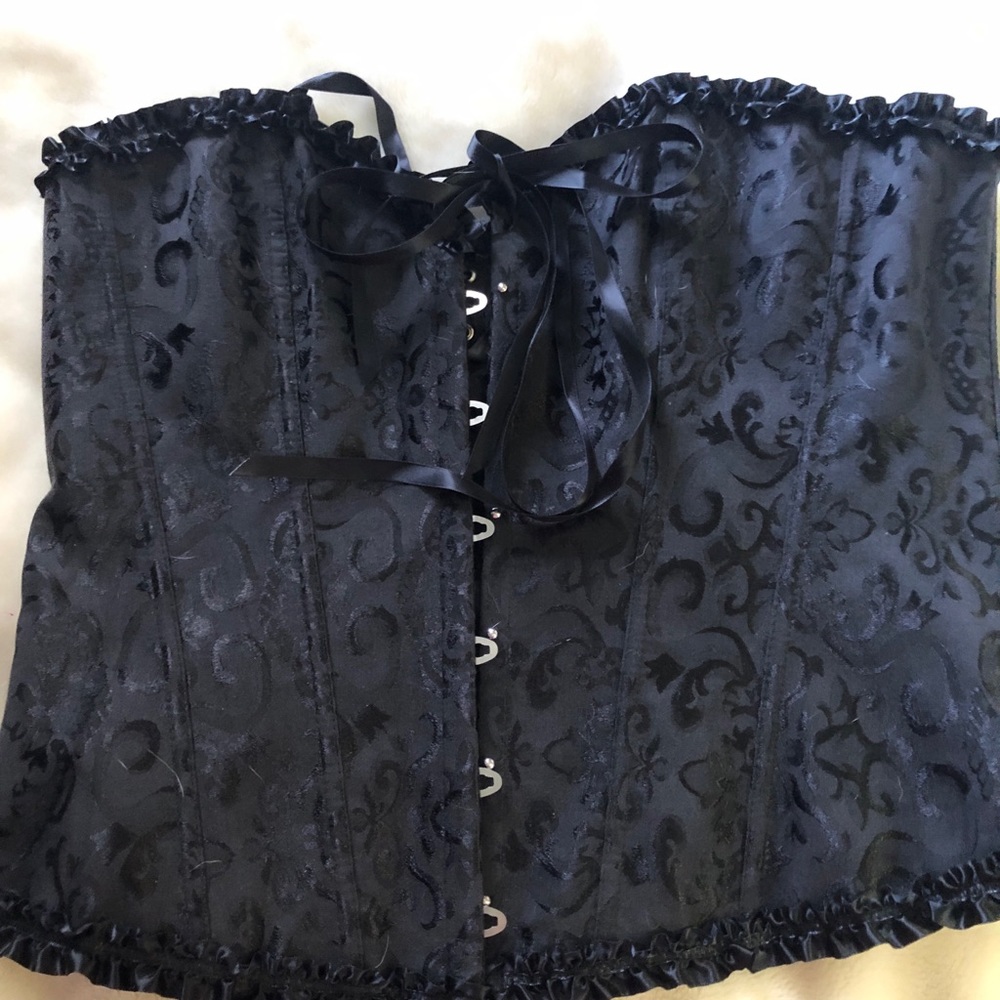 TWO Women's Lace Up Boned Overbust Corset Bustier